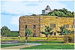 Walking By Clarks Point Light on Fort Taber - Digital Painting